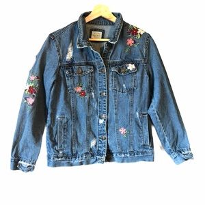 Basic Denim Wax Jean Embroidered Denim Jacket S